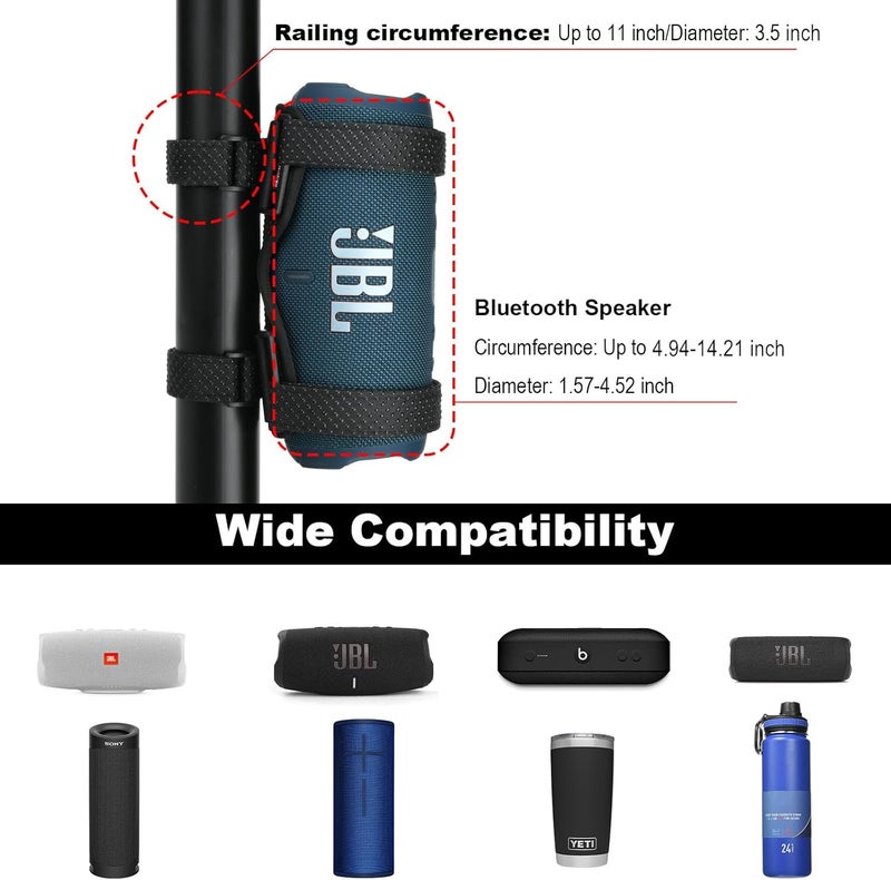 TXesign حامل مكبر صوت محمول للدراجة/عربة الجولف/درابزين القارب، حزام قابل للتعديل لحامل مكبر الصوت للدراجة لجهاز JBL Charge 5/Charge 6/Flip 5/Flip 6/Flip 7/Beats Pill - Image 3